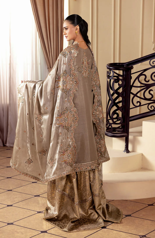 Aaina by Alizeh Embroidered Sheesha Silk Unstitched 3 Piece Suit - 2247 Zoya - ALZ26AIN - Grey - Luxury Collection