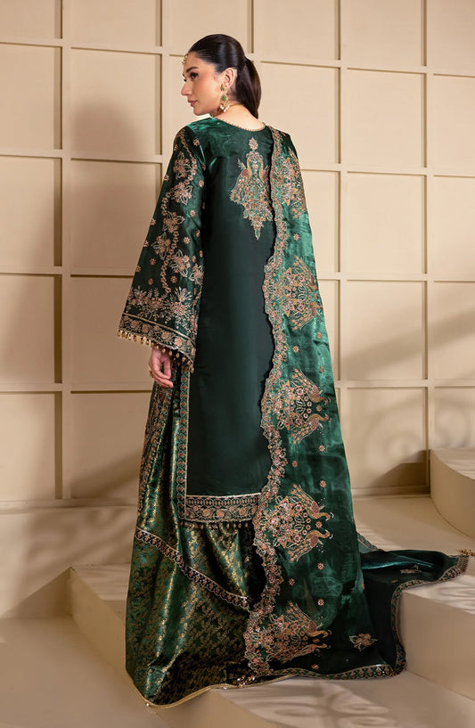 Aaina by Alizeh Embroidered Sheesha Silk Unstitched 3 Piece Suit - 2246 Gota - ALZ26AIN - Green - Luxury Collection