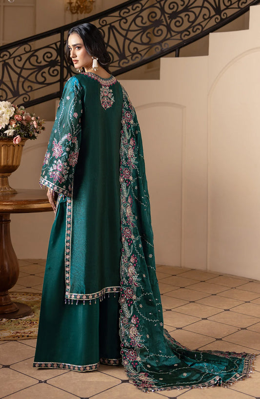 Aaina by Alizeh Embroidered Sheesha Silk Unstitched 3 Piece Suit - 2243 Elif - ALZ26AIN - Green - Luxury Collection