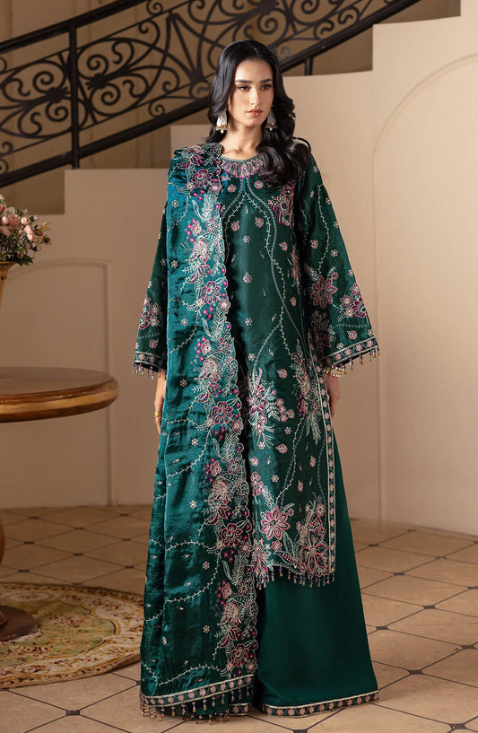 Aaina by Alizeh Embroidered Sheesha Silk Unstitched 3 Piece Suit - 2243 Elif - ALZ26AIN - Green - Luxury Collection