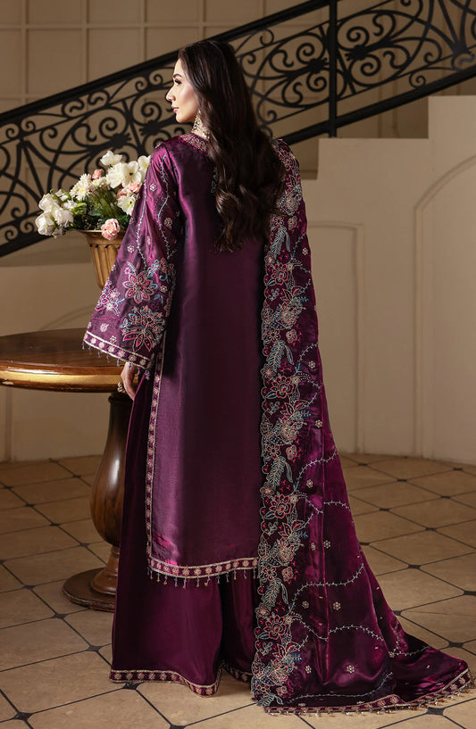 Aaina by Alizeh Embroidered Sheesha Silk Unstitched 3 Piece Suit - 2242 Melisa - ALZ26AIN - Purple - Luxury Collection