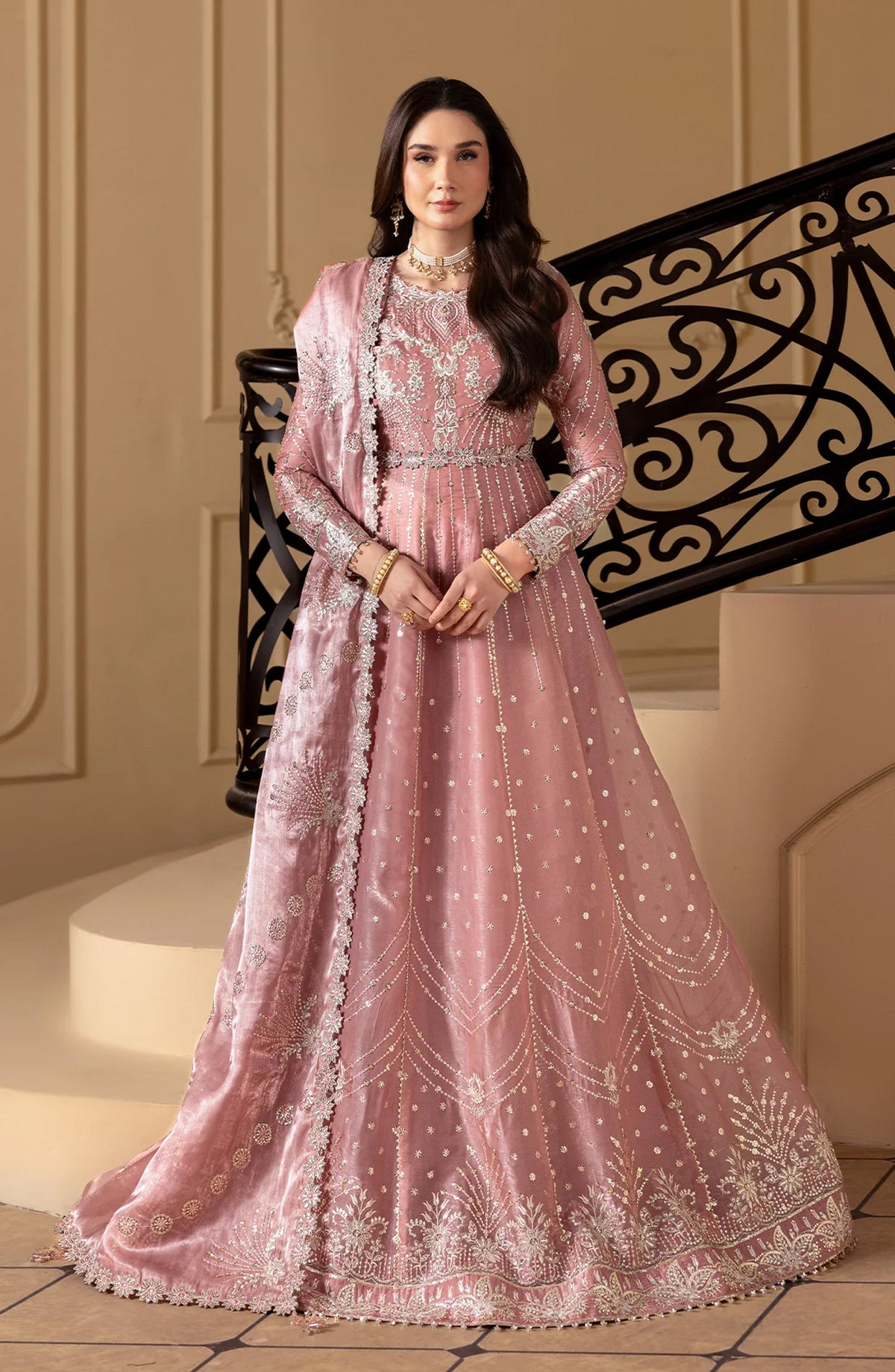 Aaina by Alizeh Embroidered Sheesha Silk Unstitched 3 Piece Suit - 2240 Ninay - ALZ26AIN - Pink - Luxury Collection