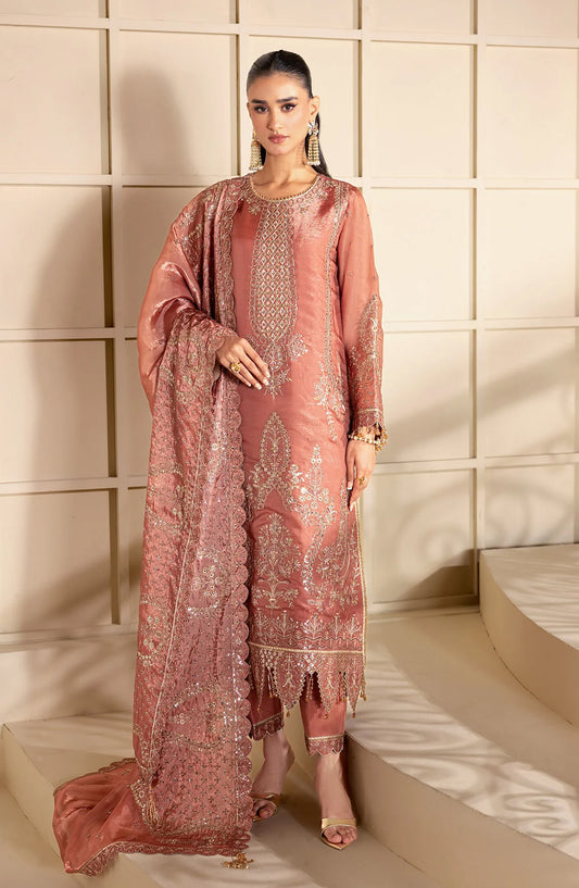 Aaina by Alizeh Embroidered Sheesha Silk Unstitched 3 Piece Suit - 2237 Naina - ALZ26AIN - Pink - Luxury Collection