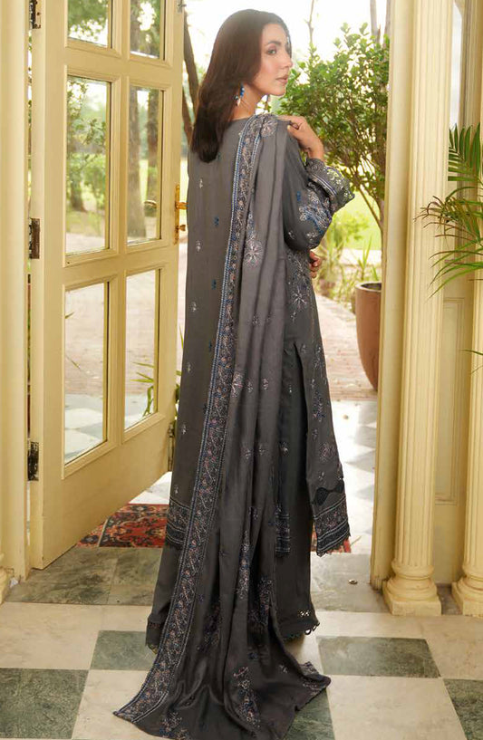 Aarnish by Johra Fancy Embroidered Peach Leather Unstitched 3 Piece Suit - JW-334 - JH25ARNISH - Grey - Winter Collection