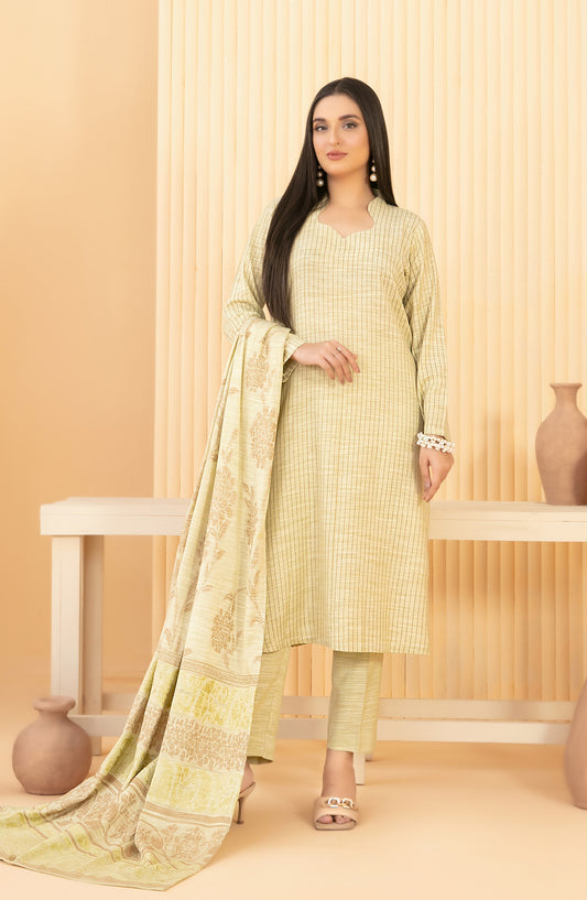 Abiha by Tawakkal Fabrics Fancy Exclusive Leather Peach Unstitched 3 Piece Suit - D-5525 - TF25ABHA - Green - Winter Collection