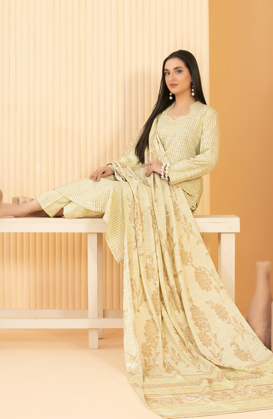 Abiha by Tawakkal Fabrics Fancy Exclusive Leather Peach Unstitched 3 Piece Suit - D-5525 - TF25ABHA - Green - Winter Collection