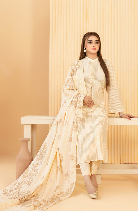 Abiha by Tawakkal Fabrics Fancy Exclusive Leather Peach Unstitched 3 Piece Suit - D-5524 - TF25ABHA - Fawn - Winter Collection