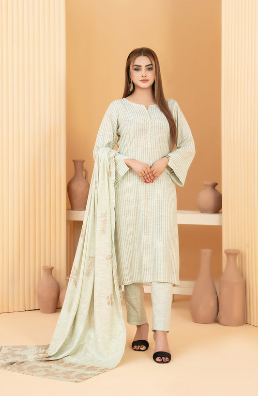 Abiha by Tawakkal Fabrics Fancy Exclusive Leather Peach Unstitched 3 Piece Suit - D-5522 - TF25ABHA - Green - Winter Collection