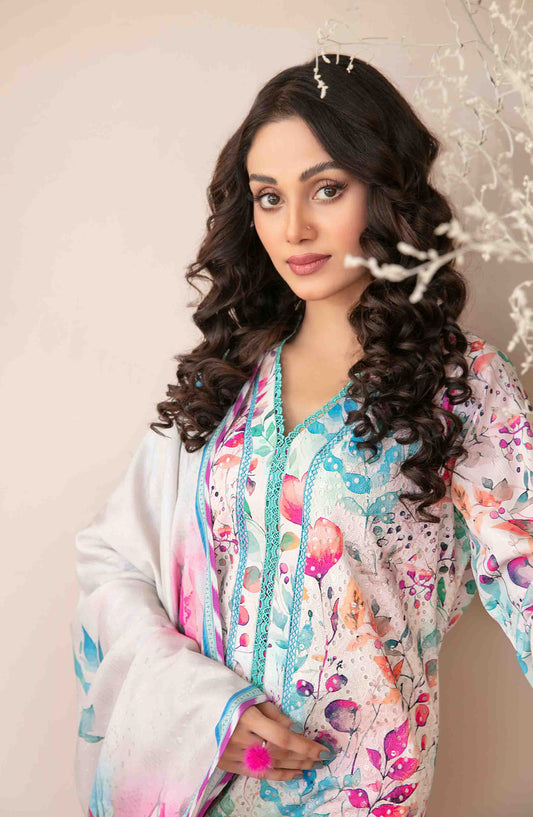 Abir by Tawakkal Fabrics Printed & Embroidered Schiffli Viscose Unstitched 3 Piece Suit - D-5363 - TF25ABR - Multi - Summer Collection