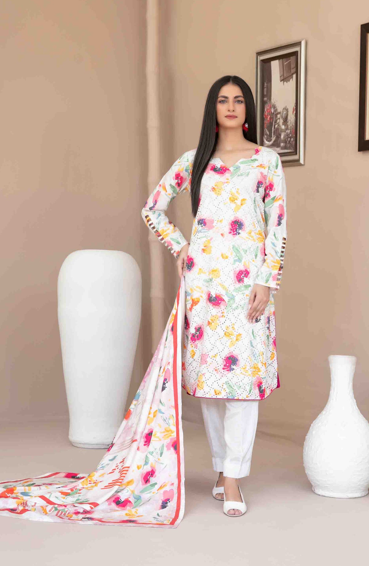 Abir by Tawakkal Fabrics Printed & Embroidered Schiffli Viscose Unstitched 3 Piece Suit - D-5361 - TF25ABR - Multi - Summer Collection
