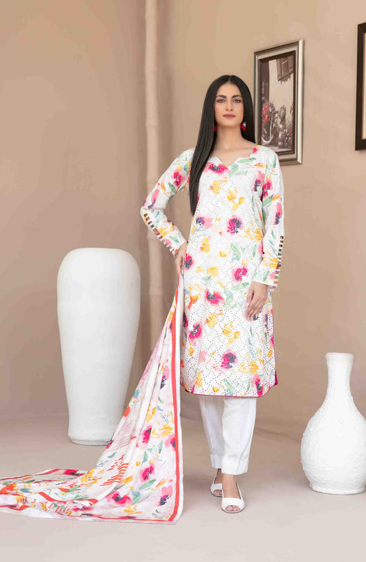 Abir by Tawakkal Fabrics Printed & Embroidered Schiffli Viscose Unstitched 3 Piece Suit - D-5361 - TF25ABR - Multi - Summer Collection