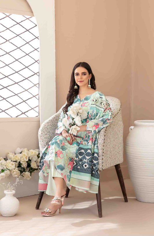 Abir by Tawakkal Fabrics Printed & Embroidered Schiffli Viscose Unstitched 3 Piece Suit - D-5360 - TF25ABR - Green - Summer Collection