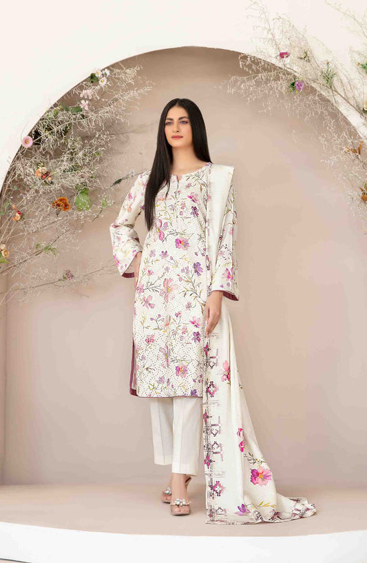 Abir by Tawakkal Fabrics Printed & Embroidered Schiffli Viscose Unstitched 3 Piece Suit - D-5359 - TF25ABR - White - Summer Collection