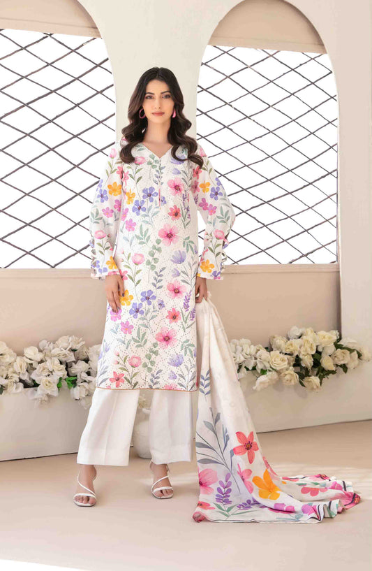 Abir by Tawakkal Fabrics Printed & Embroidered Schiffli Viscose Unstitched 3 Piece Suit - D-5356 - TF25ABR - Multi - Summer Collection
