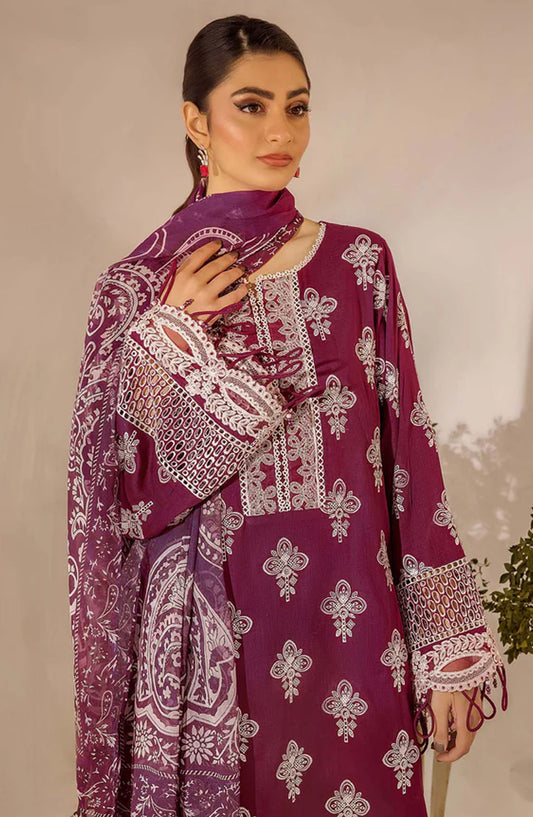 Adans Libas Embroidered Lawn Unstitched 3 Piece Suit - 4779 - ADL25SCH - Purple - Summer Collection