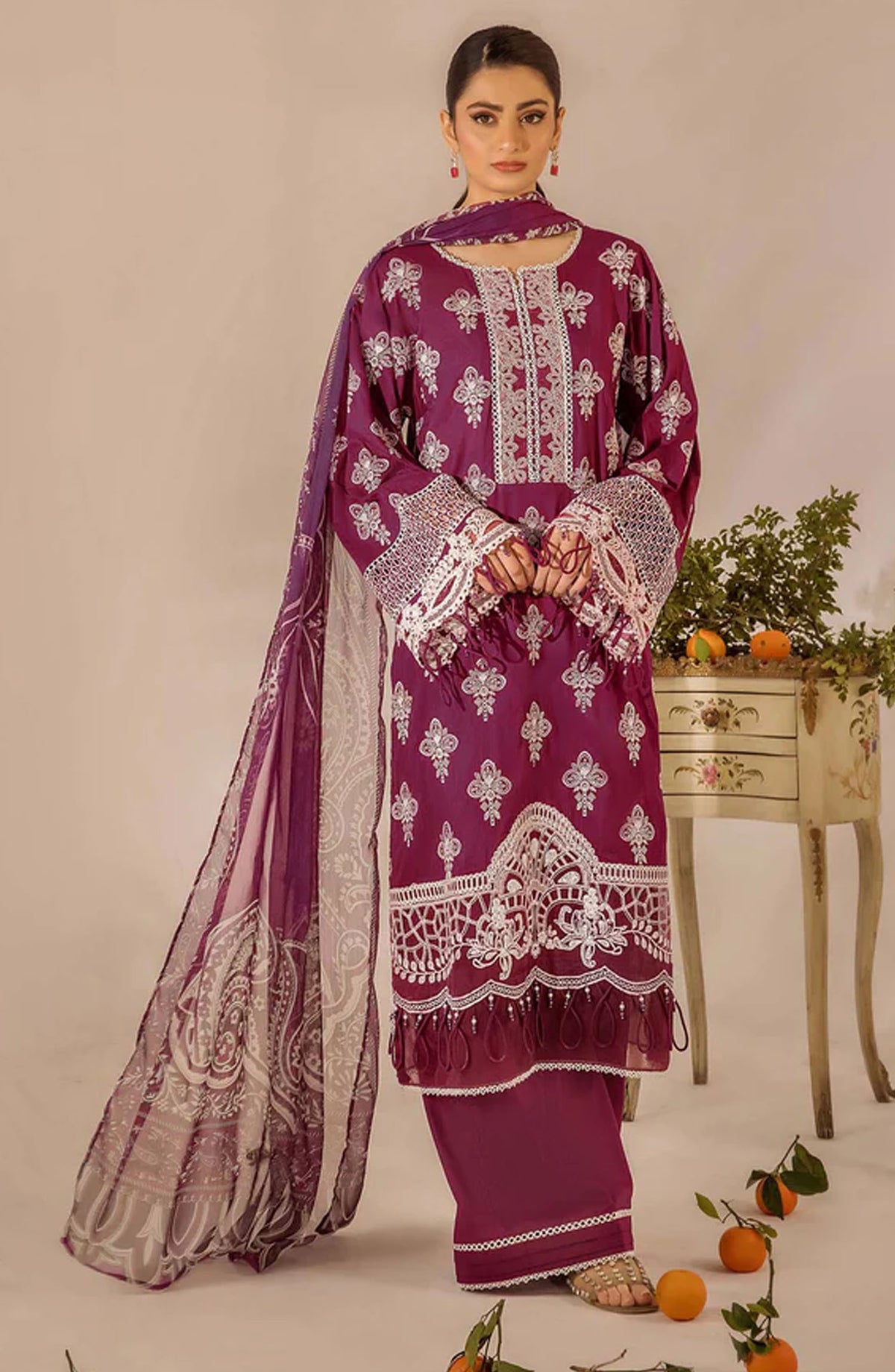 Adans Libas Embroidered Lawn Unstitched 3 Piece Suit - 4779 - ADL25SCH - Purple - Summer Collection