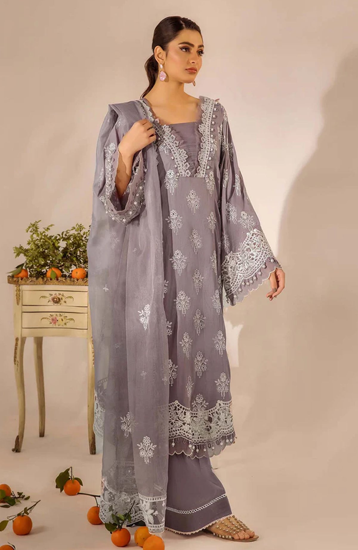 Adans Libas Embroidered Lawn Unstitched 3 Piece Suit - 4777 - ADL25SCH - Purple - Summer Collection