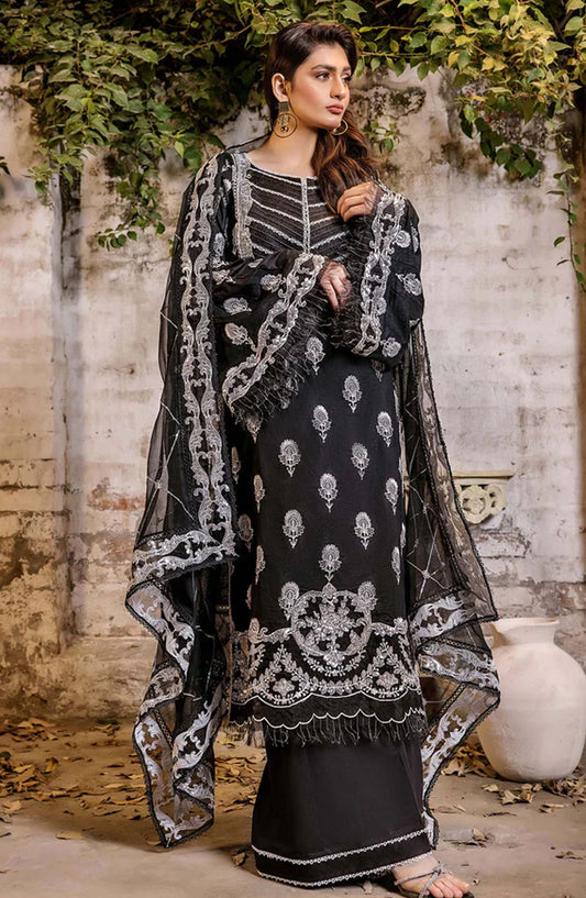 Adans Libas Embroidered Lawn Unstitched 3 Piece Suit - 4774 - ADL25SCH - Black - Summer Collection