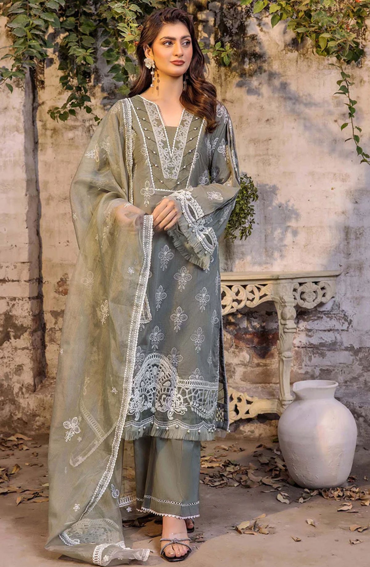 Adans Libas Embroidered Lawn Unstitched 3 Piece Suit - 4772 - ADL25SCH - Green - Summer Collection