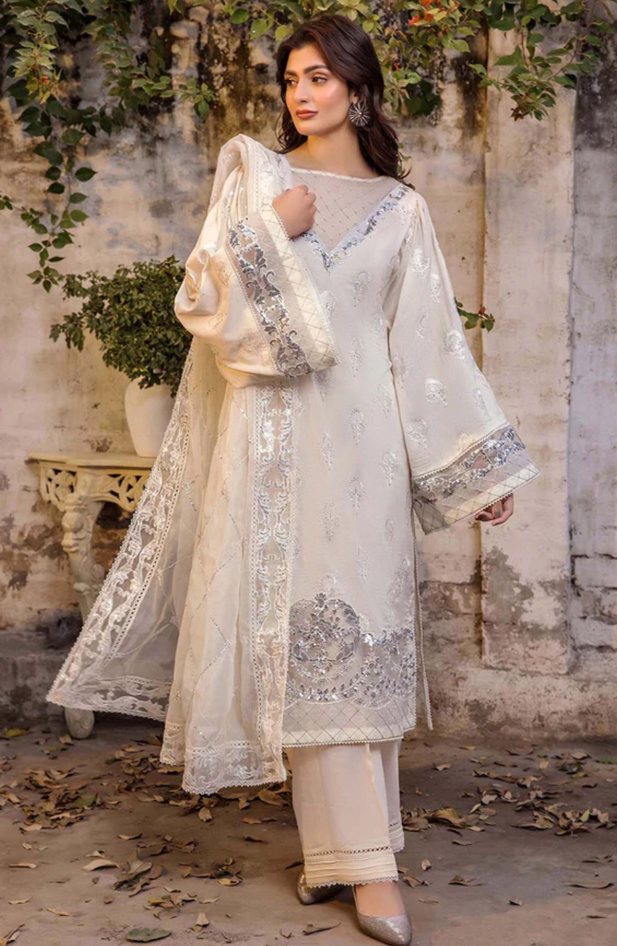 Adans Libas Embroidered Lawn Unstitched 3 Piece Suit - 4771 - ADL25SCH - White - Summer Collection
