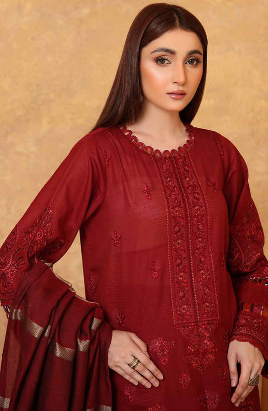 Adeeva by Johra Embroidered Jacquard Lawn Unstitched 3 Piece Suit - JH-708 - JH25ADV - Red - Summer Collection