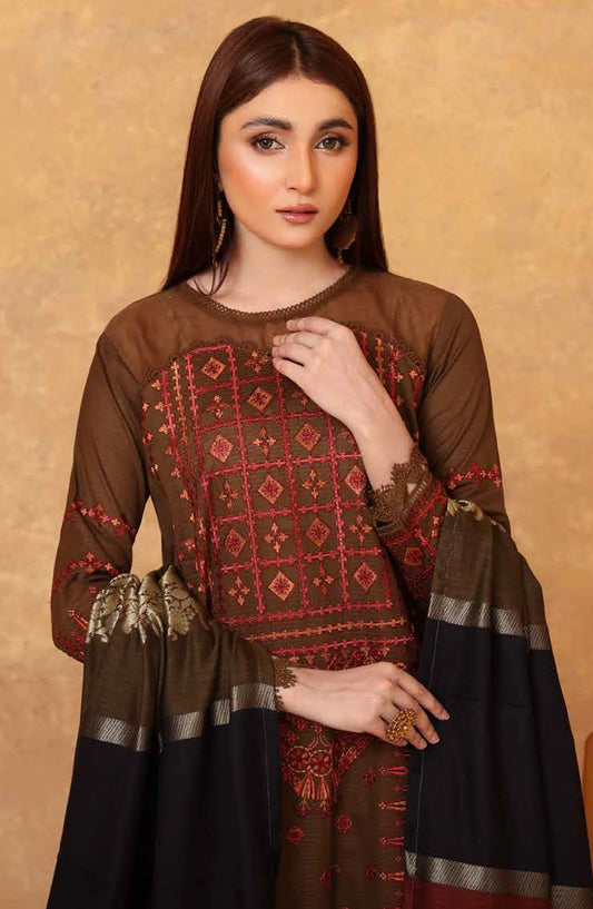 Adeeva by Johra Embroidered Jacquard Lawn Unstitched 3 Piece Suit - JH-703 - JH25ADV - Brown - Summer Collection