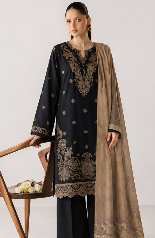 Afreen by Amna Khadija Embroidered Chamki Unstitched 3 Piece Suit - D-01 - AM26FRN - Black - Winter Collection