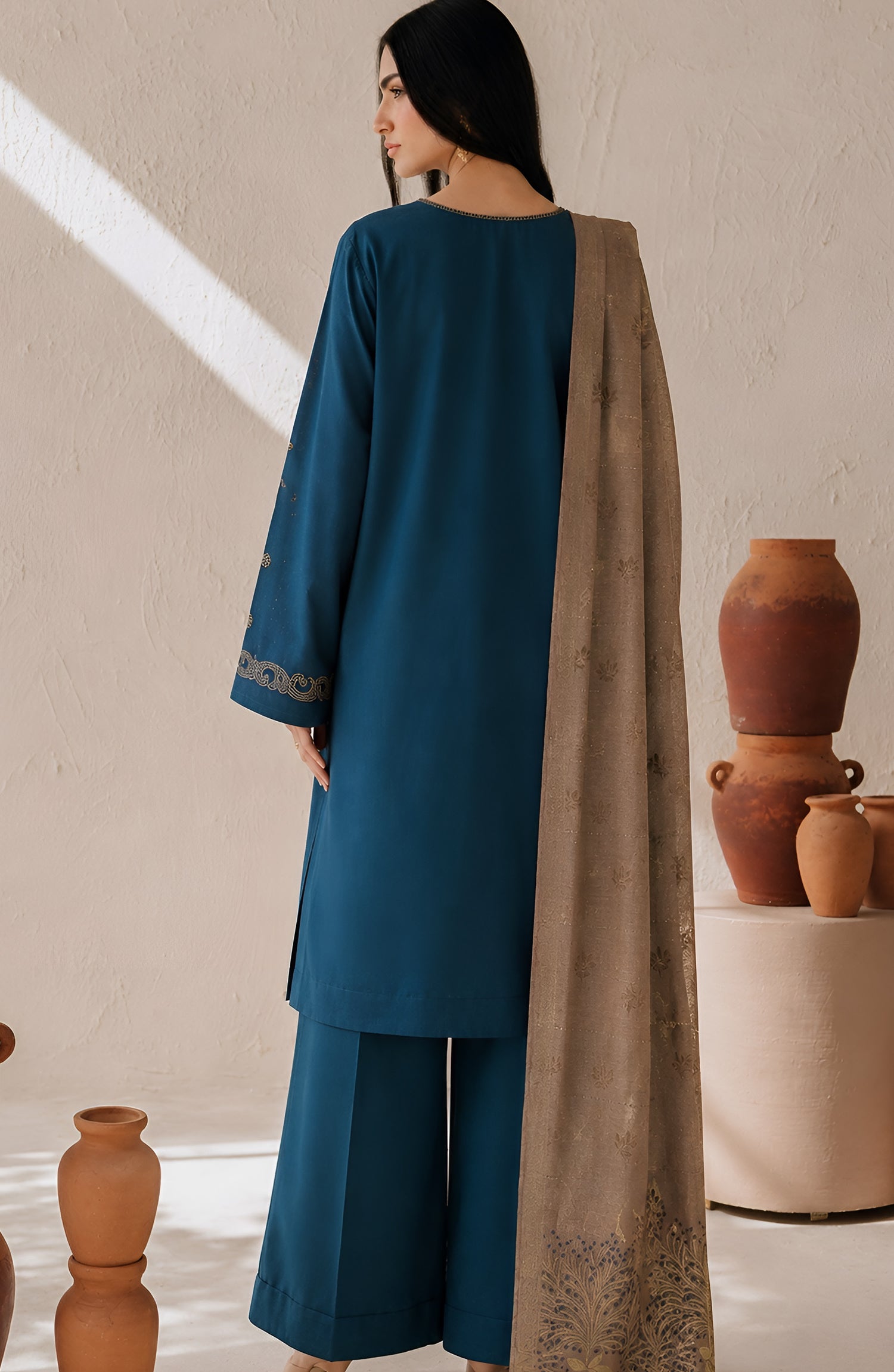 Afreen by Amna Khadija Embroidered Chamki Unstitched 3 Piece Suit - D-03 - AM26FRN - Blue - Winter Collection
