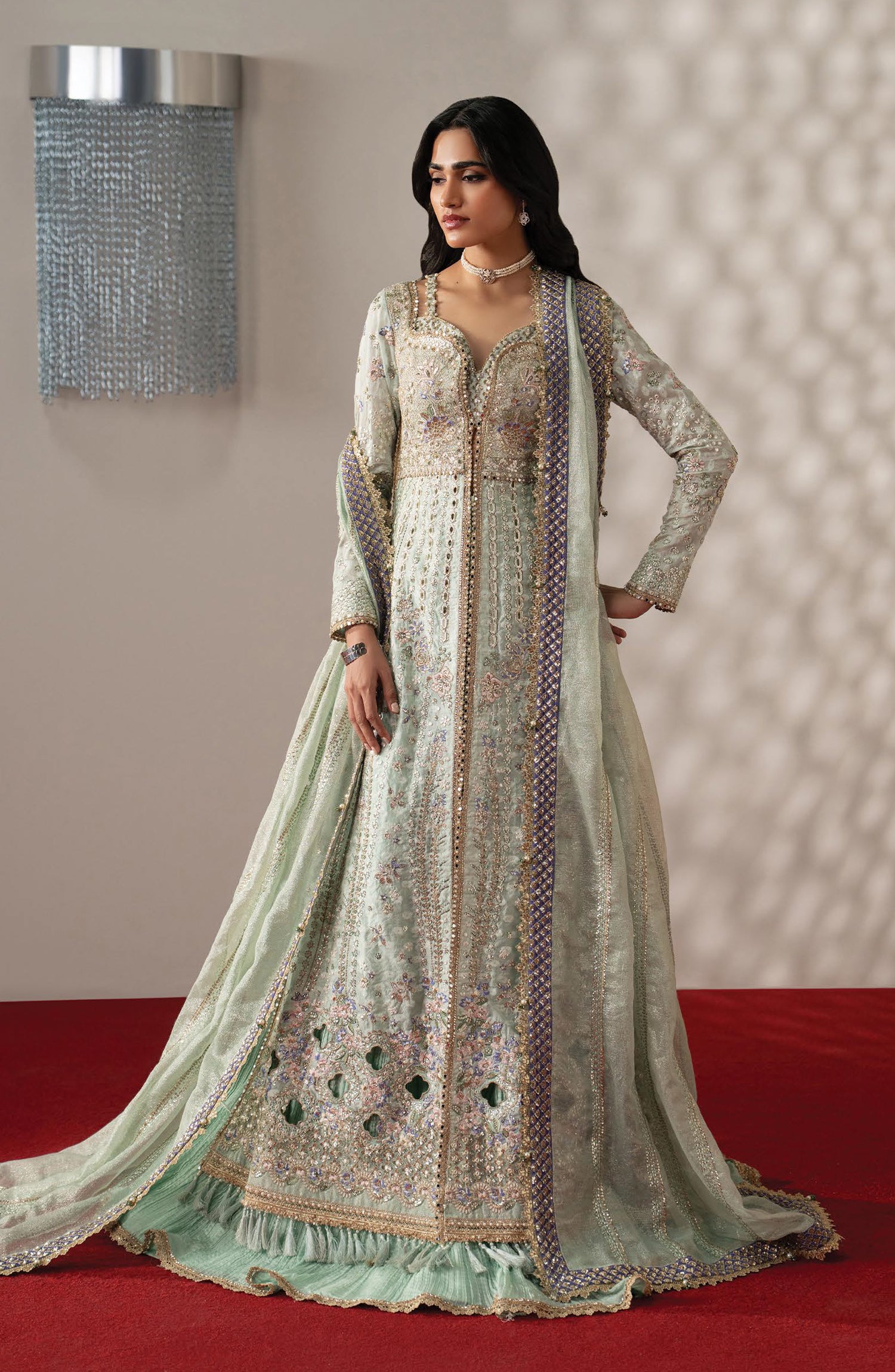Afrozeh Aure Embroidered Cotton Jacquard Unstitched 3 Piece Suit - 04 Marais - AF26AUR - Green - Formals Collection