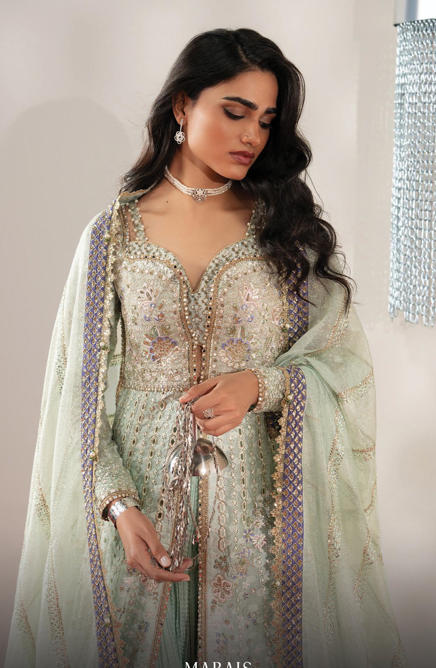 Afrozeh Aure Embroidered Cotton Jacquard Unstitched 3 Piece Suit - 04 Marais - AF26AUR - Green - Formals Collection