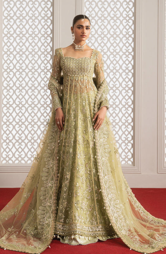 Afrozeh Aure Embroidered Net Unstitched 3 Piece Suit - 05 Theodara - AF26AUR - Dhani - Formals Collection