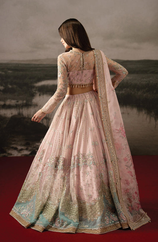 Afrozeh Aure Embroidered Net Unstitched 3 Piece Suit - 06 Noblesse - AF26AUR - Pink - Formals Collection