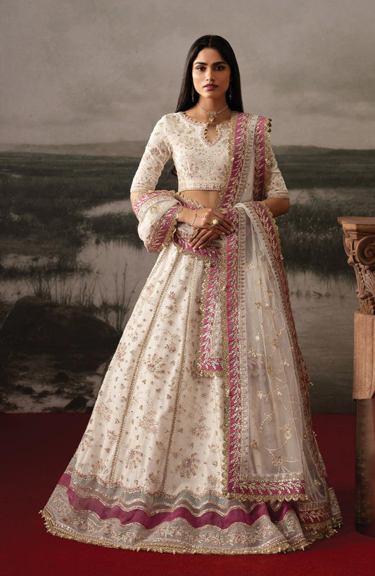 Afrozeh Aure Embroidered Organza Unstitched 3 Piece Suit - 01 Parure - AF26AUR - White - Formals Collection