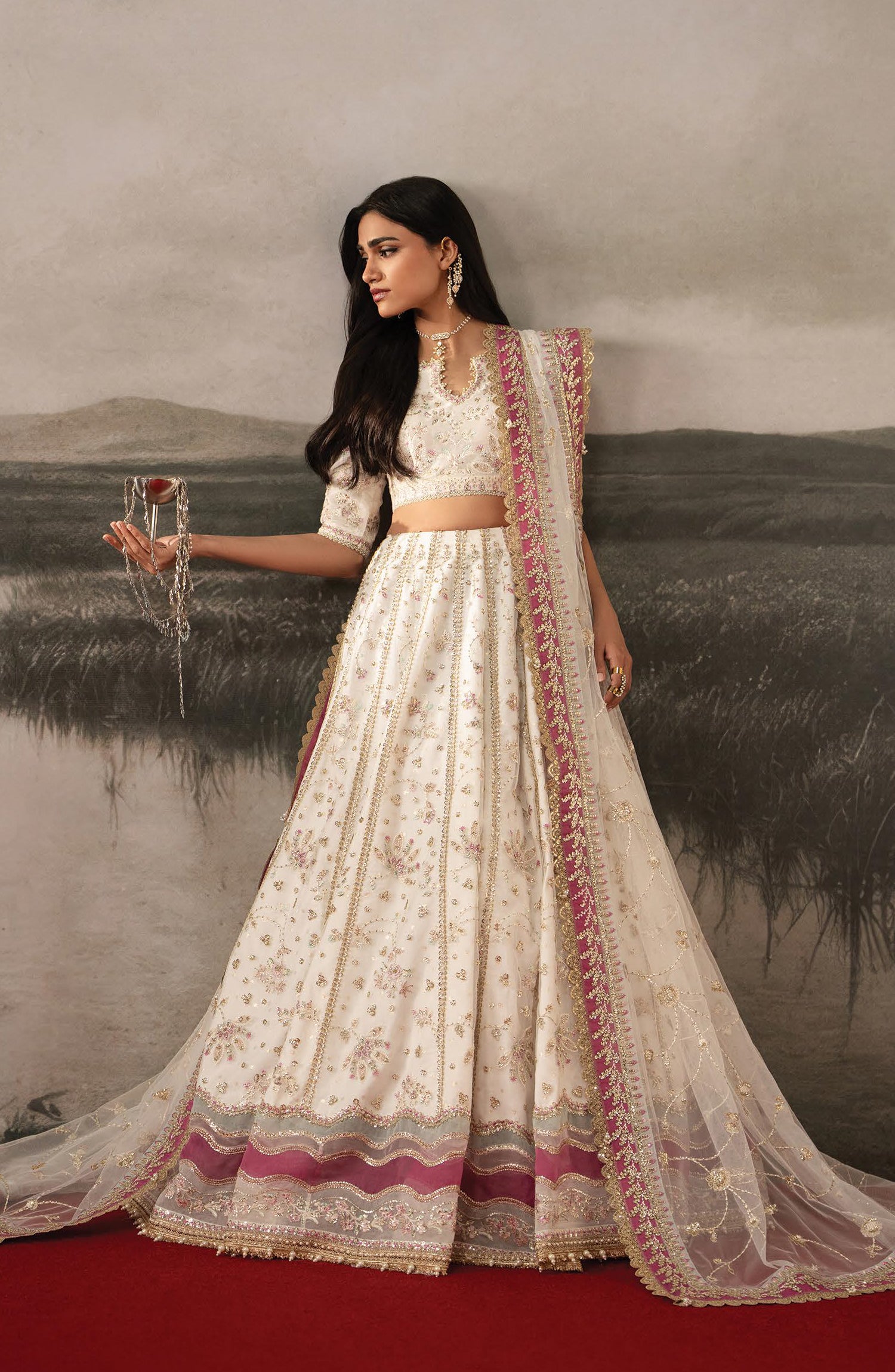 Afrozeh Aure Embroidered Organza Unstitched 3 Piece Suit - 01 Parure - AF26AUR - White - Formals Collection
