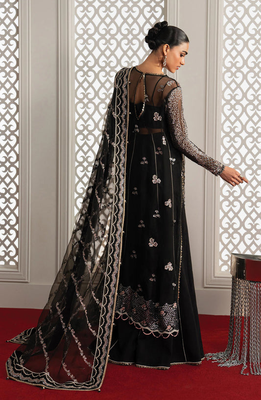 Afrozeh Aure Embroidered Organza Unstitched 3 Piece Suit - 02 Magnifique - AF26AUR - Black - Formals Collection