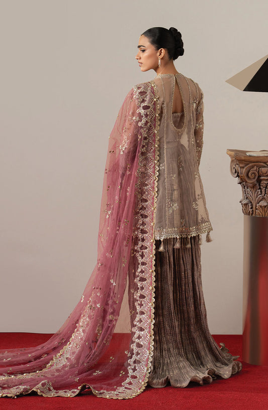 Afrozeh Aure Embroidered Organza Unstitched 3 Piece Suit - 09 Gilded Grace - AF26AUR - Purple - Formals Collection