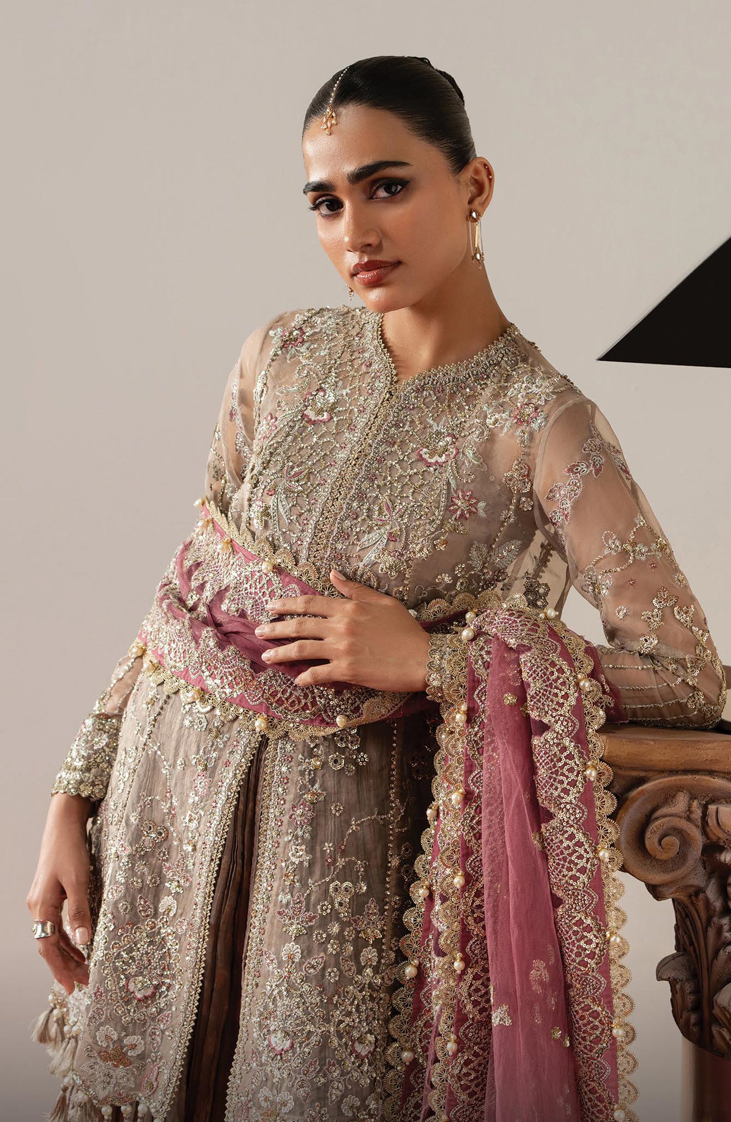 Afrozeh Aure Embroidered Organza Unstitched 3 Piece Suit - 09 Gilded Grace - AF26AUR - Purple - Formals Collection