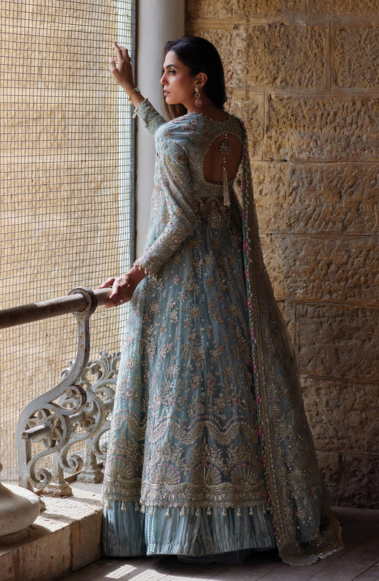 Afrozeh Dastan Goi Embroidered Poly Net Unstitched 3 Piece Suit - 10 Lafz - AF26DST - Blue - Festive Collection