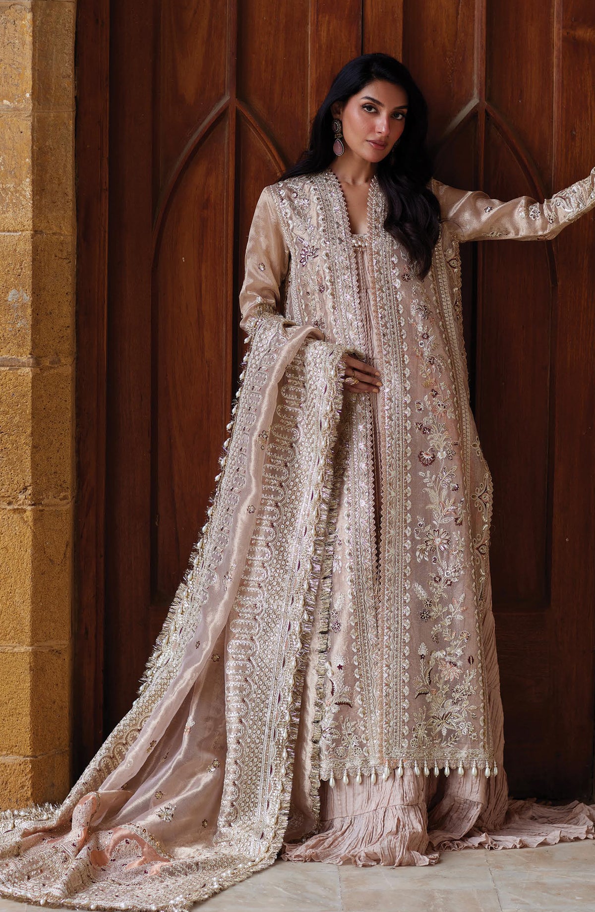 Afrozeh Dastan Goi Embroidered Zari Unstitched 3 Piece Suit - 08 Rang-e-Dastaan - AF26DST - Pink - Festive Collection