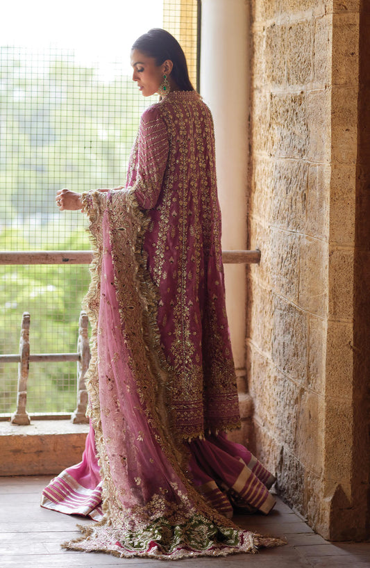 Afrozeh Dastan Goi Embroidered Poly Net Unstitched 3 Piece Suit - 06 Riwayat - AF26DST - Pink - Festive Collection