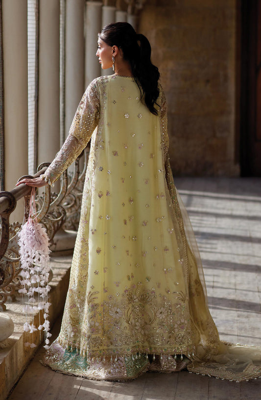 Afrozeh Dastan Goi Embroidered Organza Unstitched 3 Piece Suit - 05 Afsaan - AF26DST - Lemon - Festive Collection