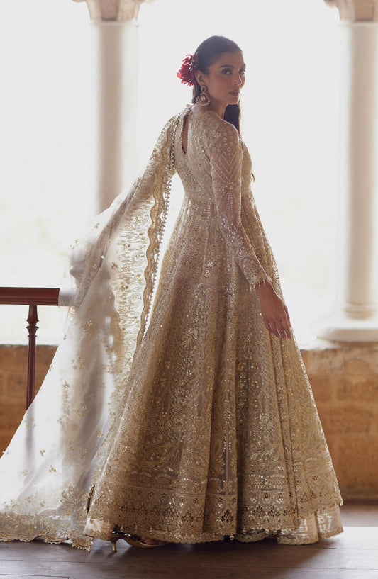 Afrozeh Dastan Goi Embroidered Organza Unstitched 3 Piece Suit - 04 Hikayat - AF26DST - Golden - Festive Collection