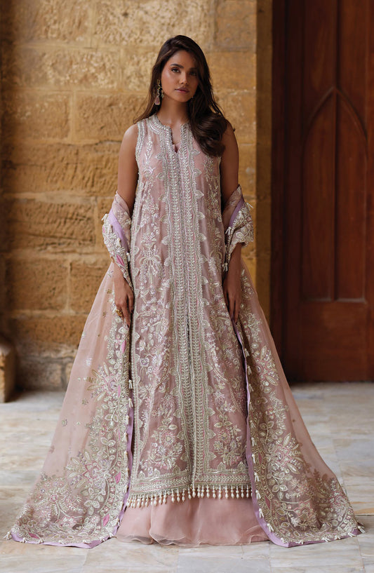Afrozeh Dastan Goi Embroidered Organza Unstitched 3 Piece Suit - 03 Dastaan-e-Noor - AF26DST - Pink - Festive Collection