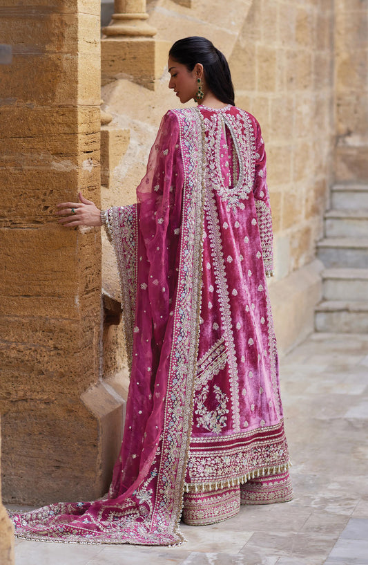 Afrozeh Dastan Goi Embroidered Velvet Unstitched 3 Piece Suit - 02 Mehfil - AF26DST - Pink - Festive Collection