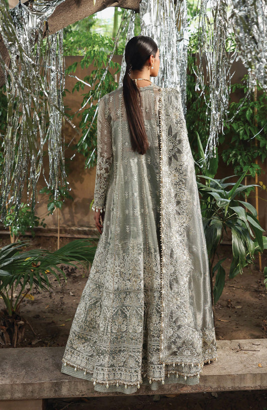 Afrozeh Dastan Goyi Embroidered Viscose Zari Unstitched 3 Piece Suit - Candle Night AWS-10 - AF25AWS - SIlver - Wedding Collection