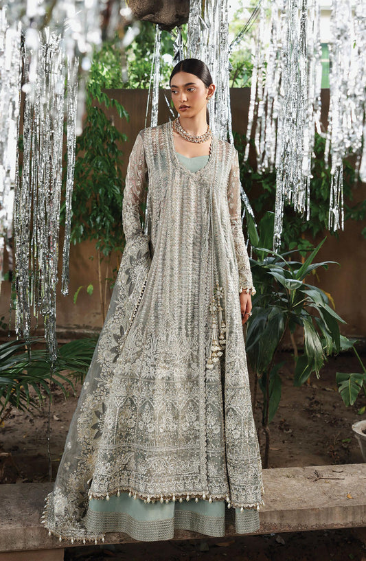 Afrozeh Dastan Goyi Embroidered Viscose Zari Unstitched 3 Piece Suit - Candle Night AWS-10 - AF25AWS - SIlver - Wedding Collection