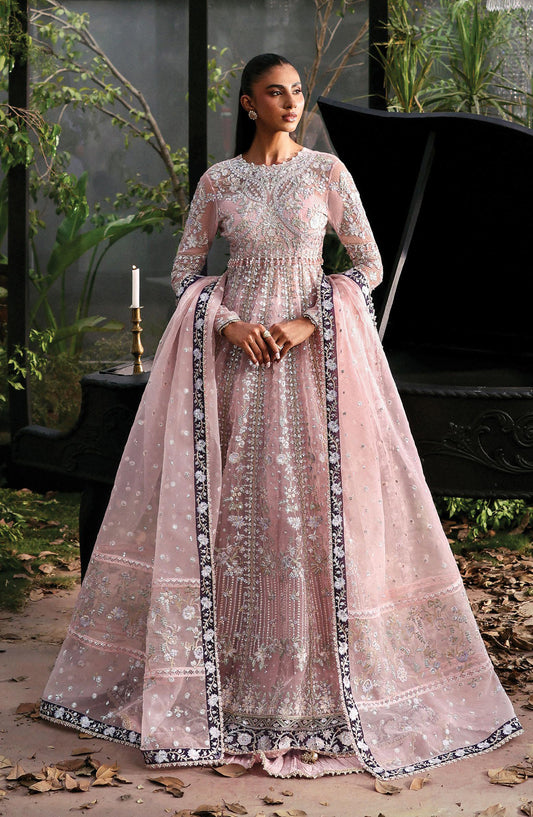 Afrozeh La Fuchsia Luxury Embroidered Net Unstitched 3 Piece Suit - Zeal - AF25LFU - Pink - Festive Collection