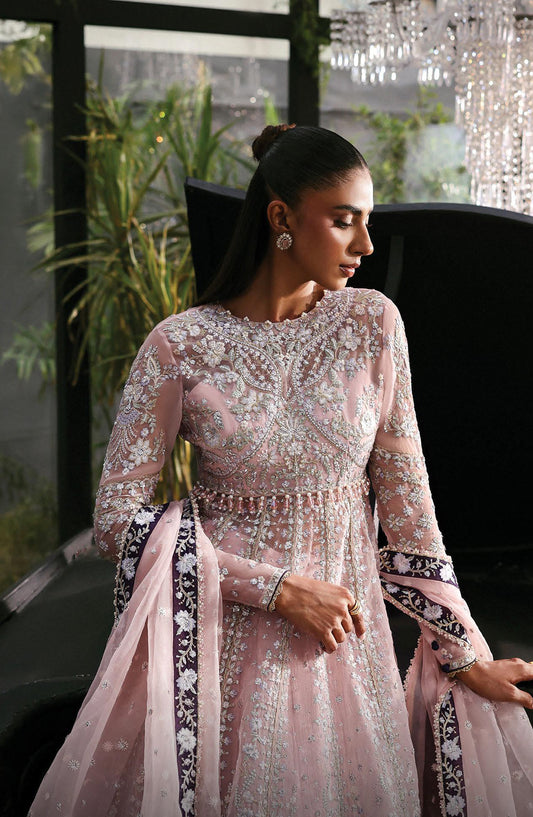 Afrozeh La Fuchsia Luxury Embroidered Net Unstitched 3 Piece Suit - Zeal - AF25LFU - Pink - Festive Collection