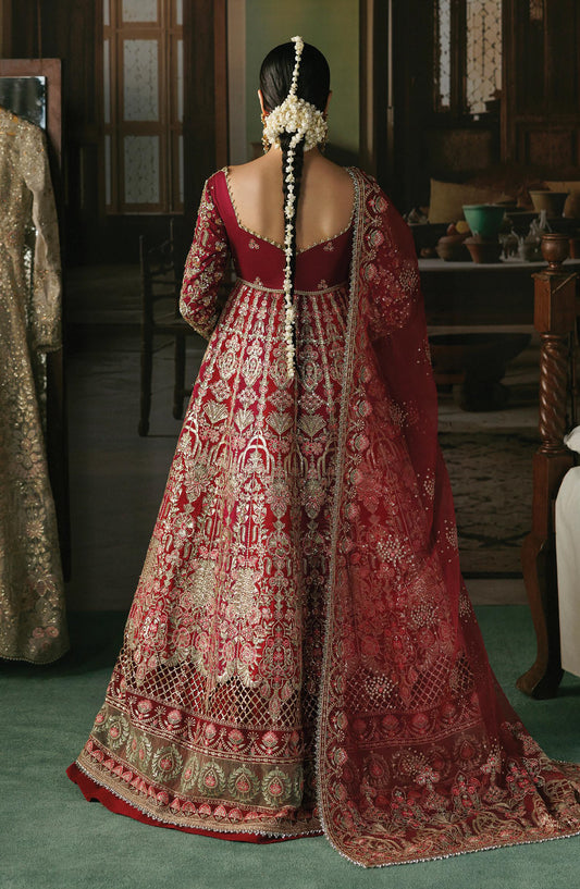 Afrozeh Shehnai Embroidered Raw Silk Unstitched 3 Piece Suit - 10 Virsa - AFS26SHN - Red - Formal Collection