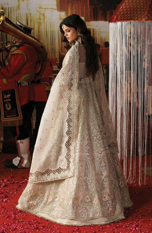 Afrozeh Shehnai Embroidered Organza Unstitched 3 Piece Suit - 06 Mannat - AFS26SHN - Off White - Formal Collection